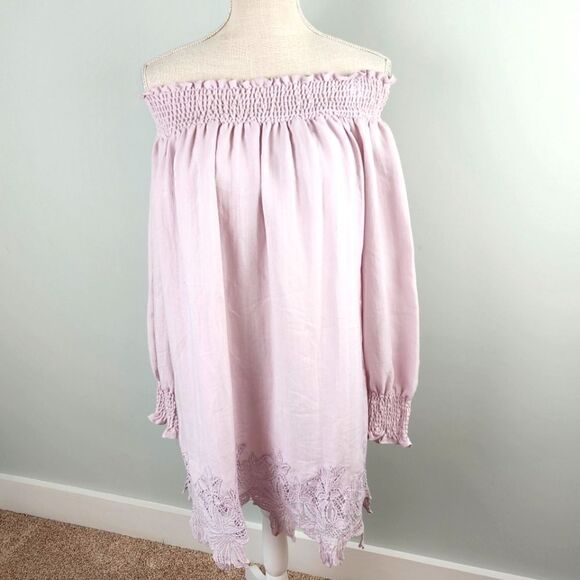 Ark NC Off Shoulder Midi  Dress Lavender Size Large - Picture 2 of 11